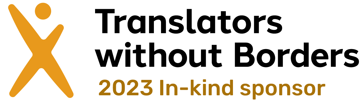 Logo that reads: Translators without borders, 2023 In-kind sponsors