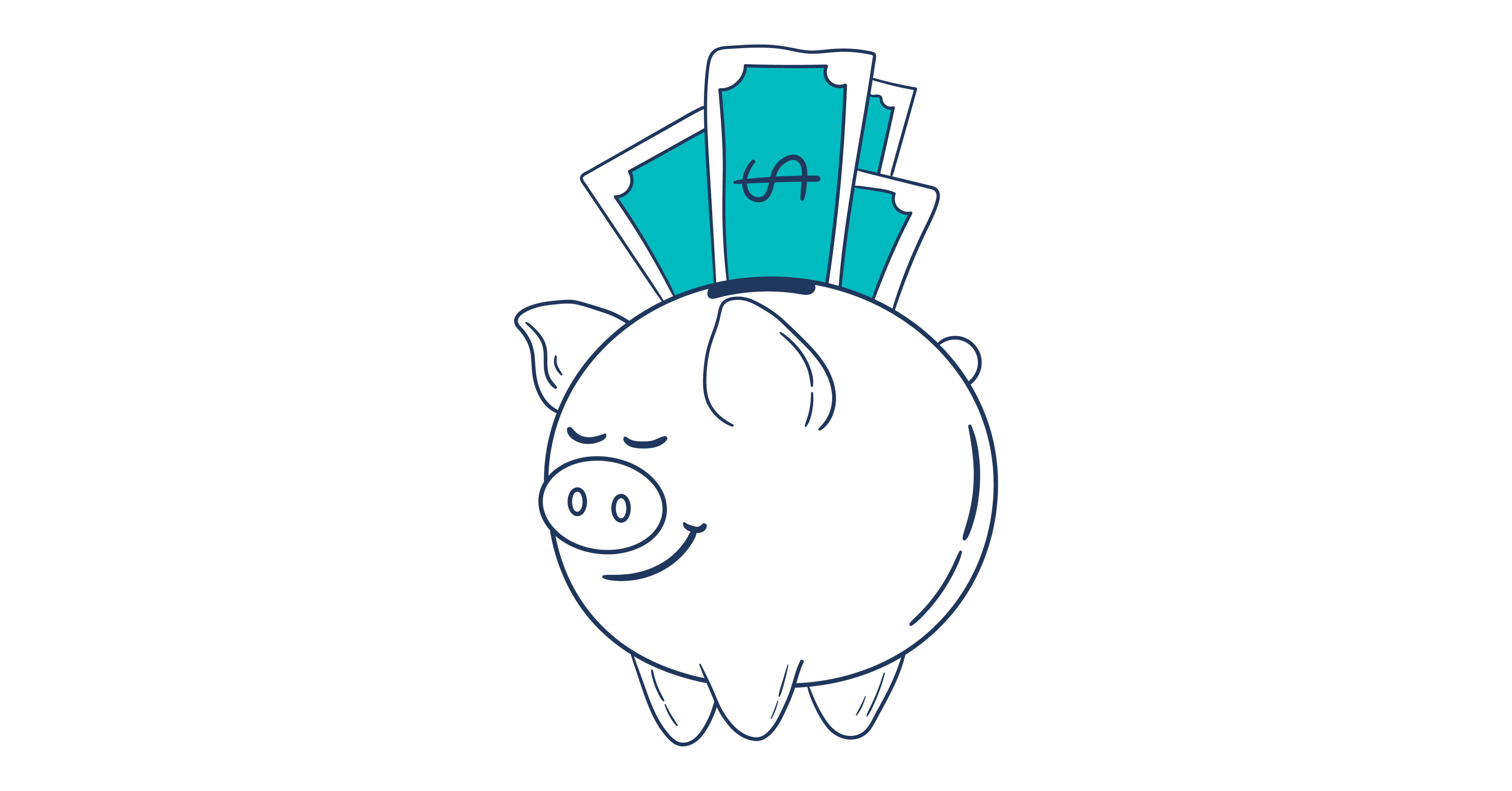 The illustration depicts a piggy bank