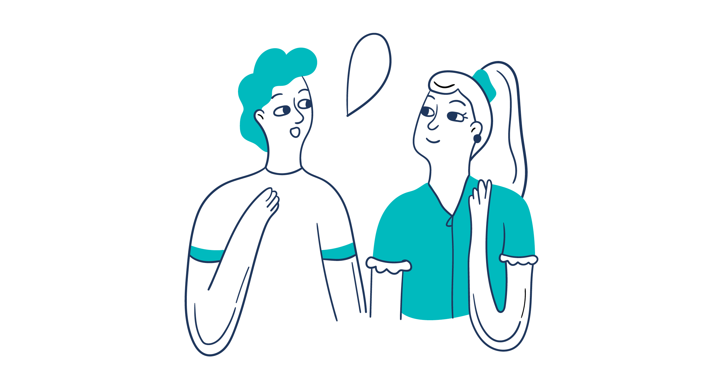 Illustration of man and woman talking to each other and smiling