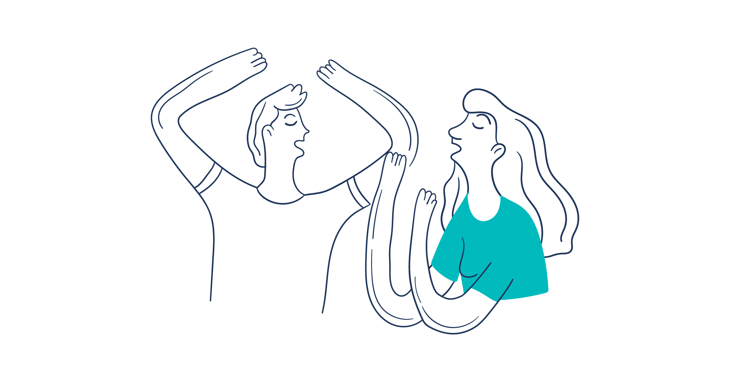 Illustration of a man and a woman debating with each other