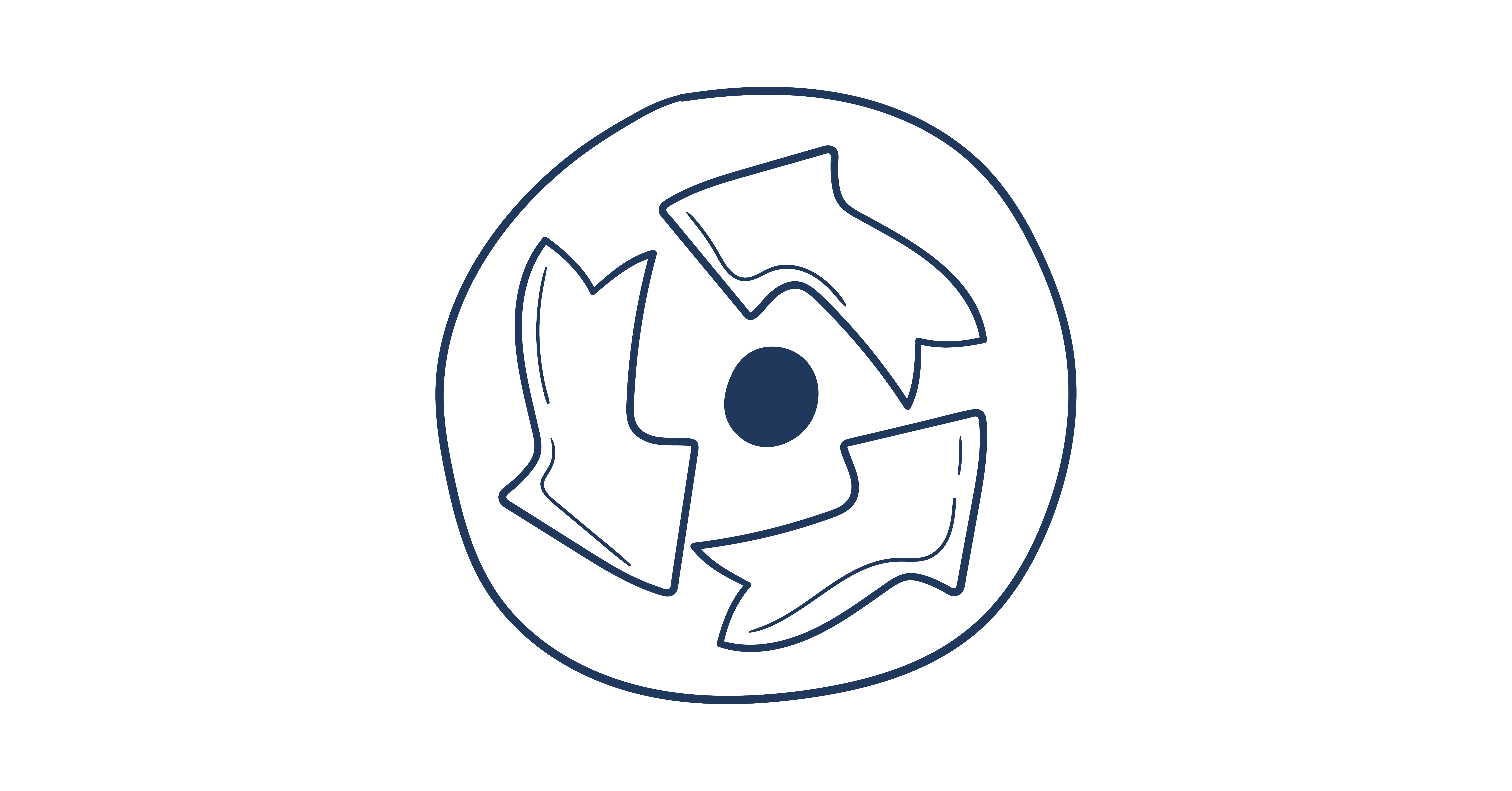 Illustration of three arrows arranged inside a circle