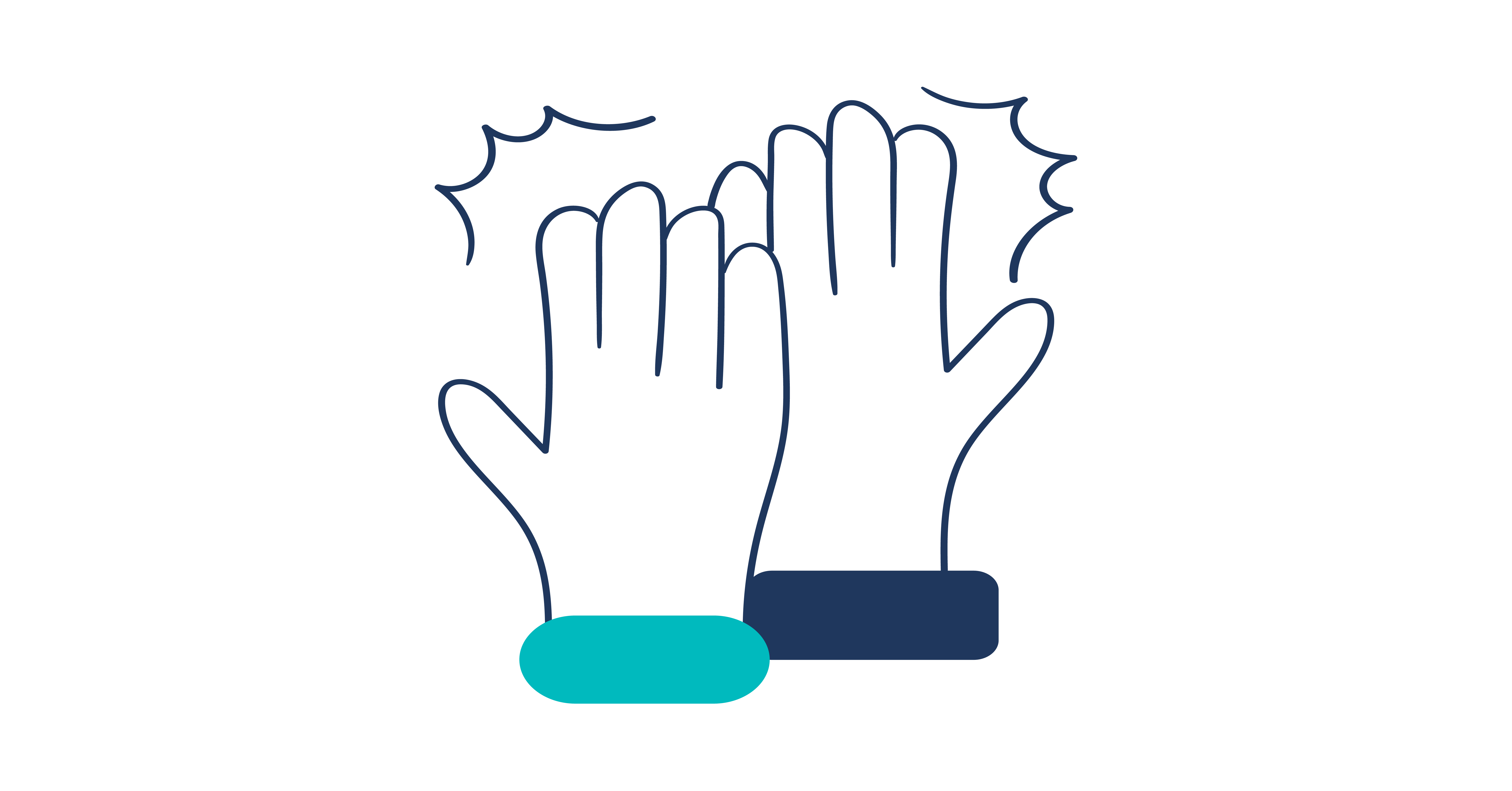 The illustration shows two hands high-fiving each other.
