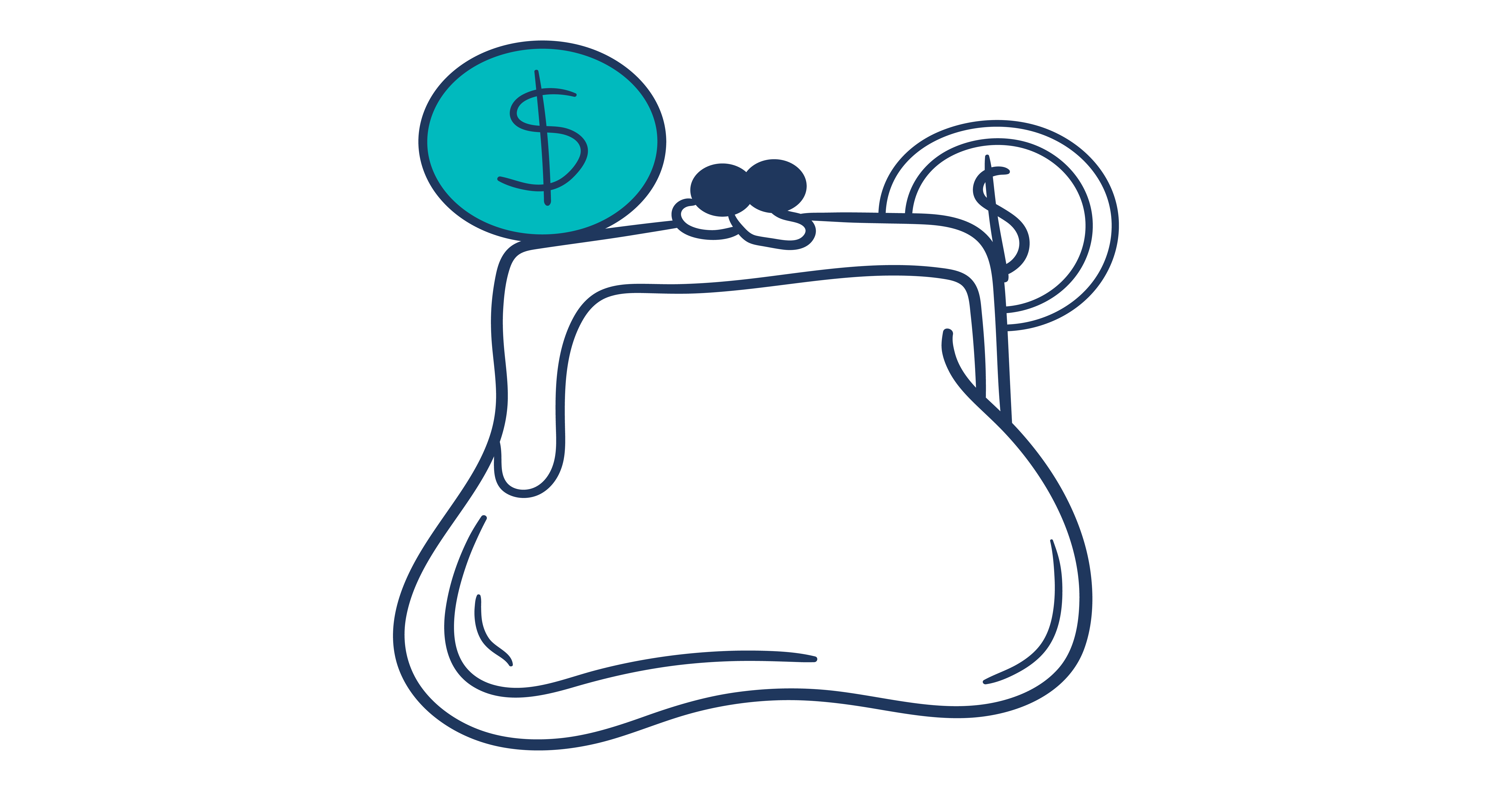 Illustration of a purse with dollar coins