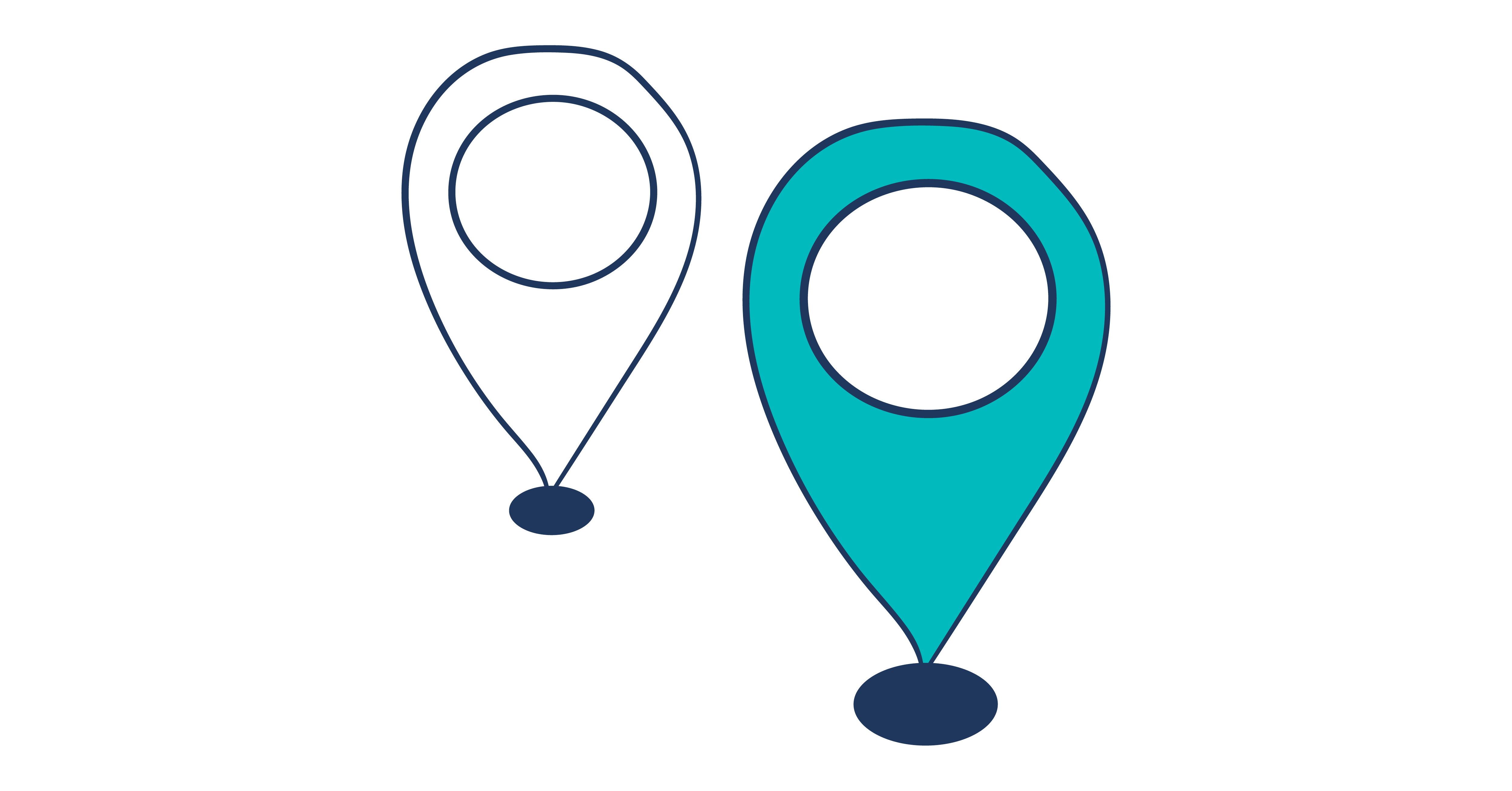 Illustration of two location pins