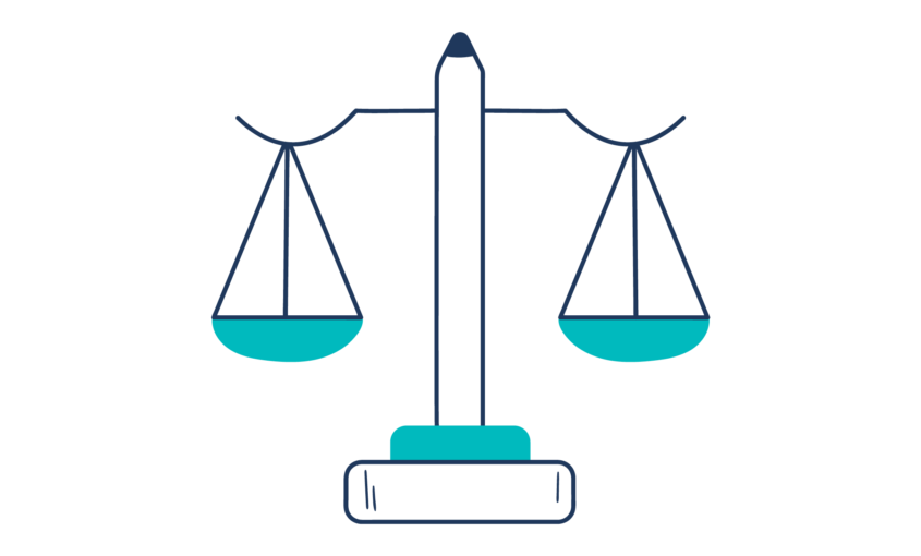 Illustration of a scale with a pencil in the center