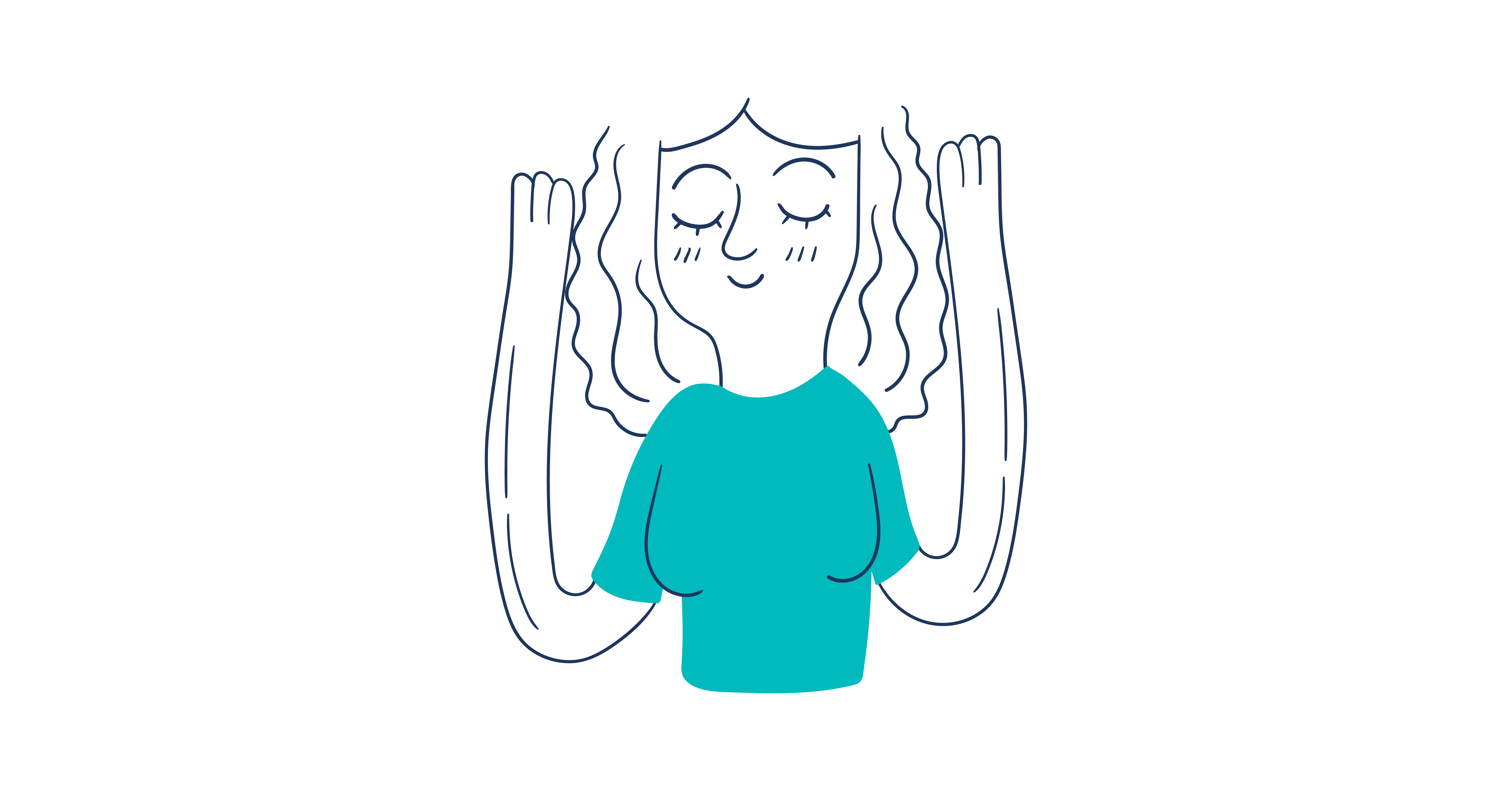 Illustration of a smiling woman with her eyes closed