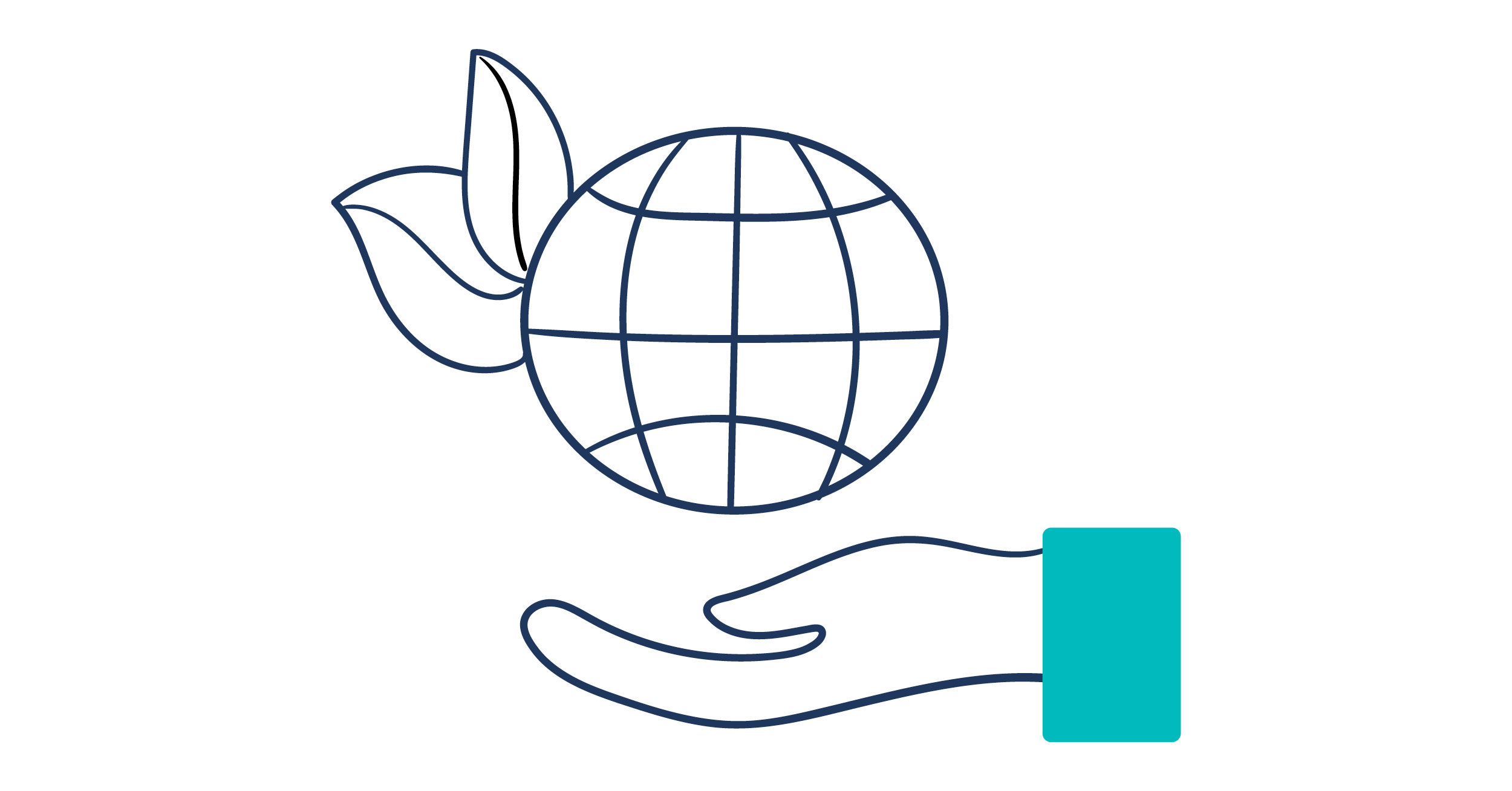Illustration of a planet earth in the palm of a caring hand